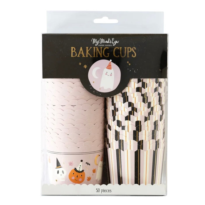 FOOD CUPS - HALLOWEEN PINK FOILED (PACK OF 50)