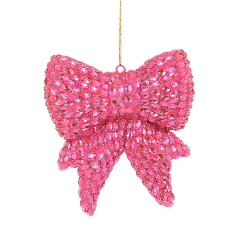 HEIRLOOM GLASS ORNAMENTS - CODY FOSTER JEWEL ENCRUSTED PINK BOW