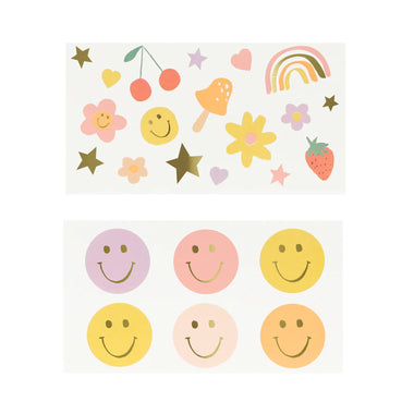 LARGE TATTOOS - MERI MERI HAPPY ICONS NEON PASTEL GOLD