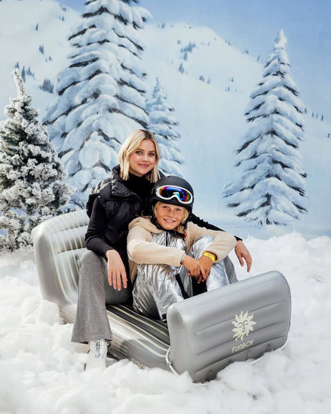 LUXE RIDE-ON SLED - SILVER STRIPE SLEIGH (Holds 1-2 riders)