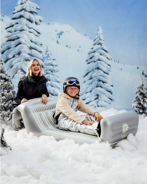 LUXE RIDE-ON SLED - SILVER STRIPE SLEIGH (Holds 1-2 riders)
