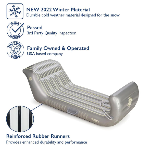 LUXE RIDE-ON SLED - SILVER STRIPE SLEIGH (Holds 1-2 riders)