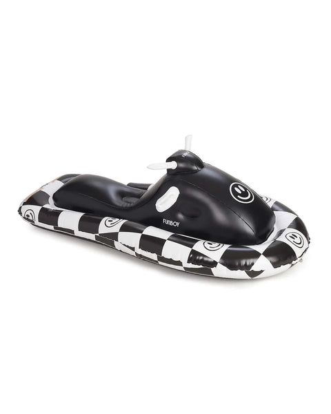 LUXE RIDE-ON SLED - CHECKERED HAPPY FACE SNOWMOBILE (Holds 1-2 riders)