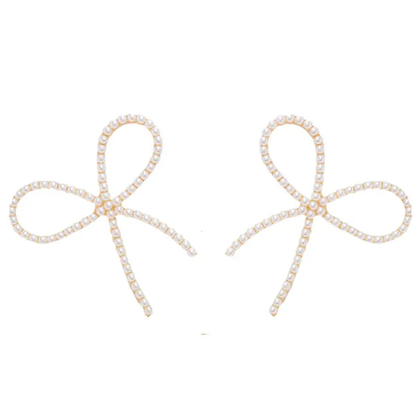 EARRINGS - STATEMENT BOWS PEARL