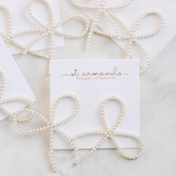 EARRINGS - STATEMENT BOWS PEARL