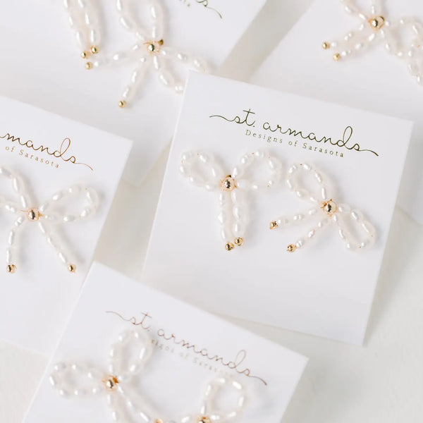 EARRINGS - PETITE PEARL BOWS