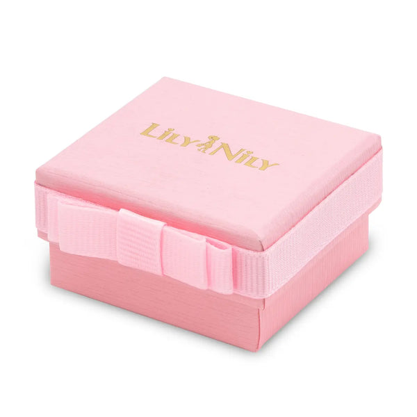 NECKLACE - SPARKLE RIBBON BOW HEART (18k gold overlay & hand-painted enamel)