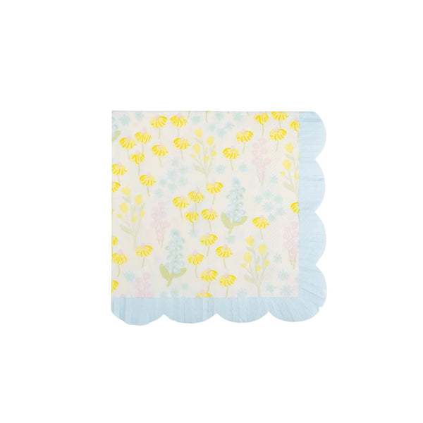 NAPKINS SMALL - FLORAL BLUE FRINGE
