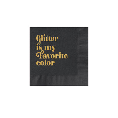 NAPKINS SMALL - WITTY BLACK BOXED SET GLITTER IS MY FAVOURITE COLOUR