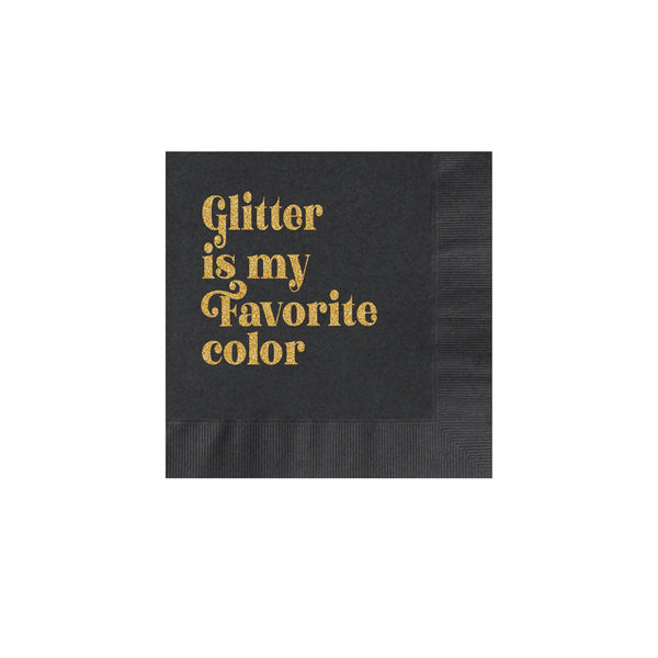 NAPKINS SMALL - WITTY BLACK BOXED SET GLITTER IS MY FAVOURITE COLOUR