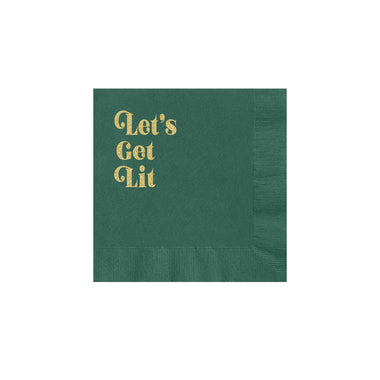 NAPKINS SMALL - WITTY CHRISTMAS BOXED SET LET’S GET LIT GREEN