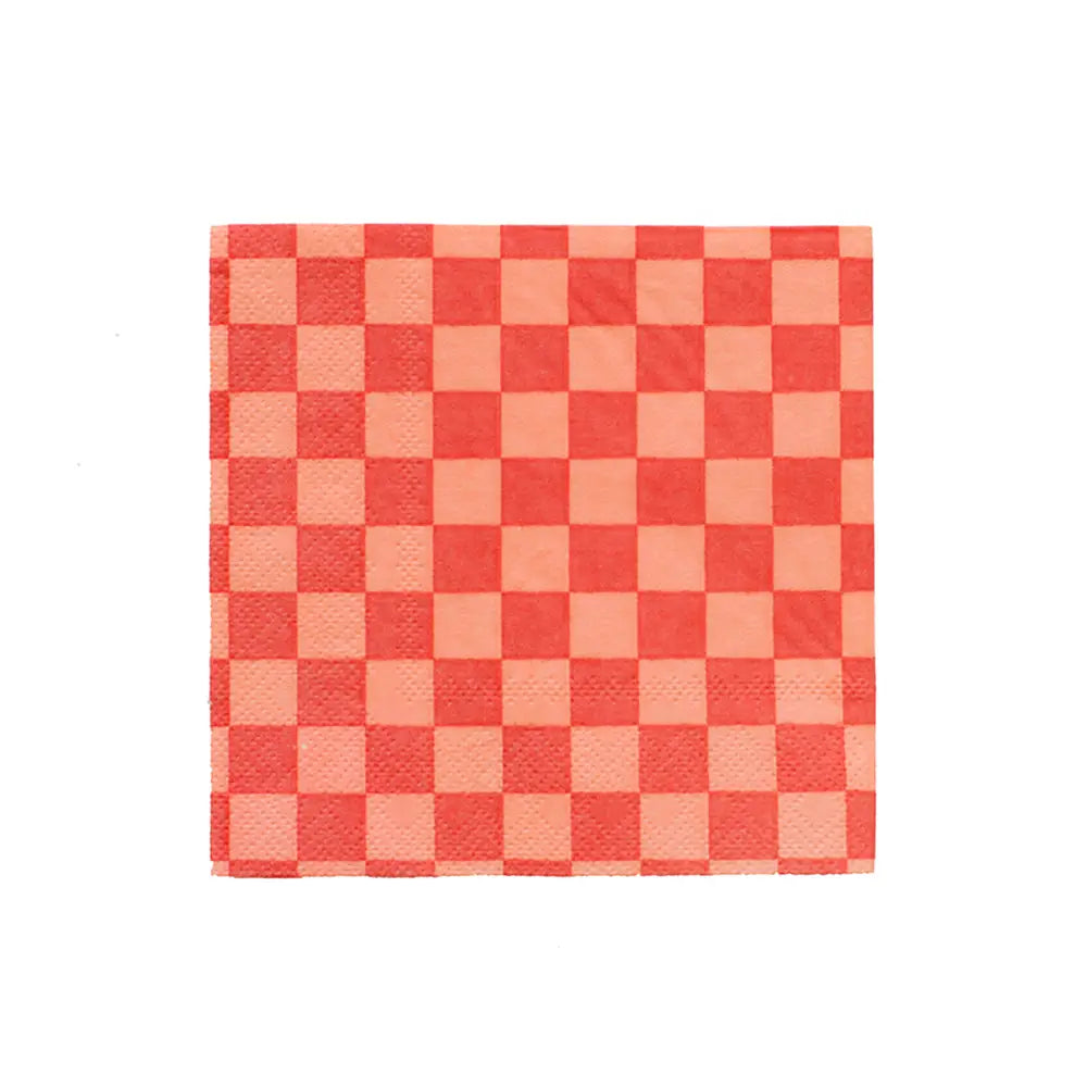 NAPKINS SMALL - RED PINK CHECK IT CHERRY CRUSH