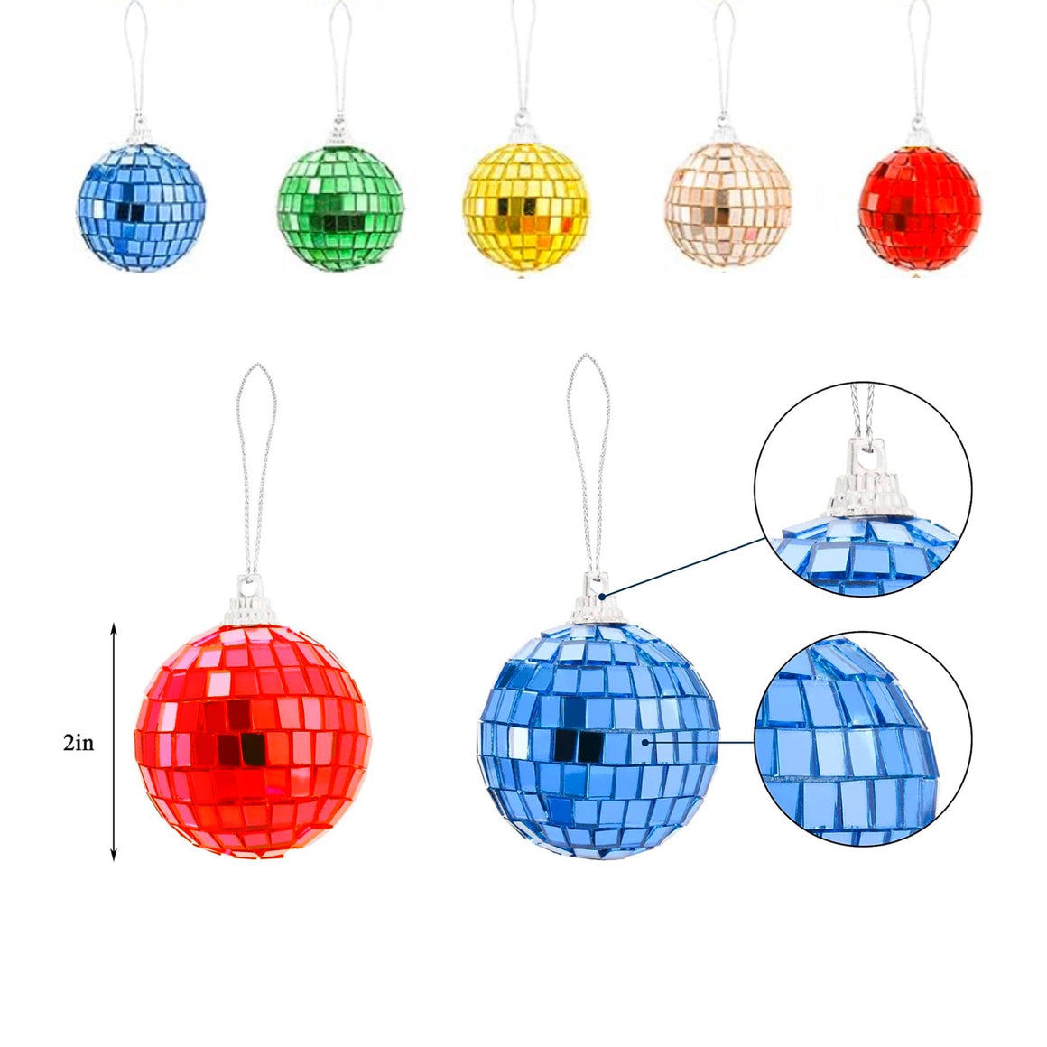 DISCO BALL - 2 INCH COLOURED