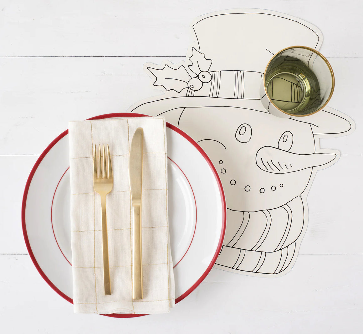 PLACEMATS - DIE-CUT COLOURING SNOWMAN (Pack of 12)