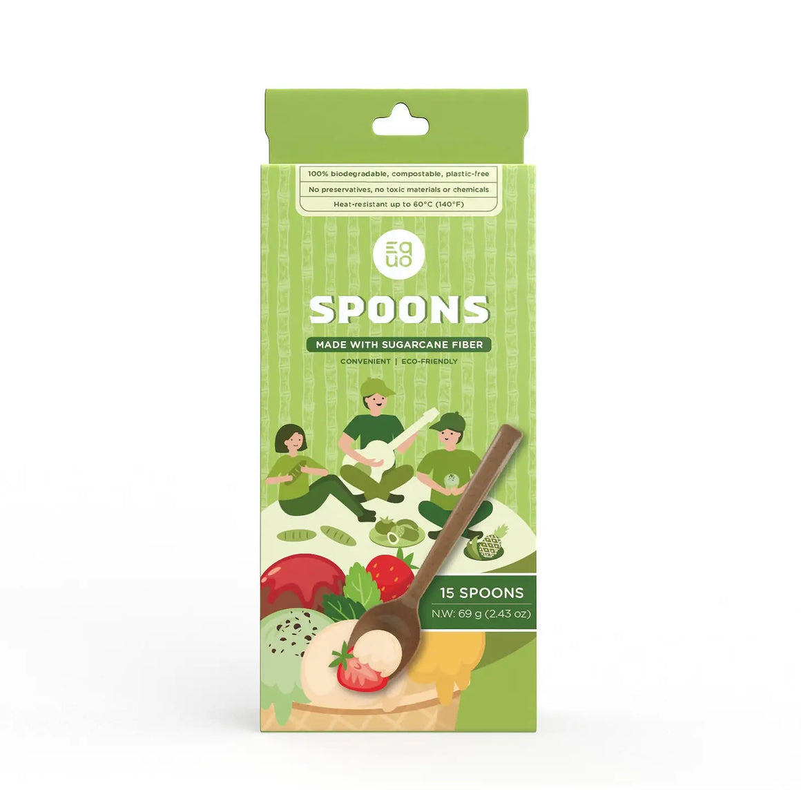 PREMIUM ECO FLATWARE - SUGARCANE SPOONS (15 pack)