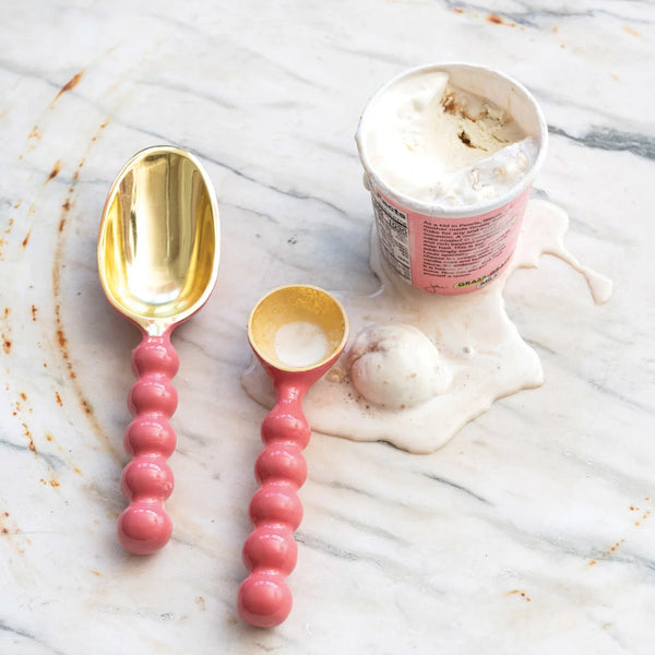 KITCHEN UTENSILS - GOLD METAL ICE CREAM SCOOPY STACK GLITTERVILLE