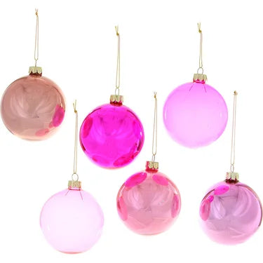 HEIRLOOM GLASS ORNAMENTS - CODY FOSTER EXTRA LARGE PINK HUE BAUBLES (set of 6)