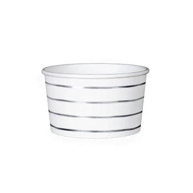 FOOD CUPS - FRENCHIE STRIPES SILVER (PACK OF 8)