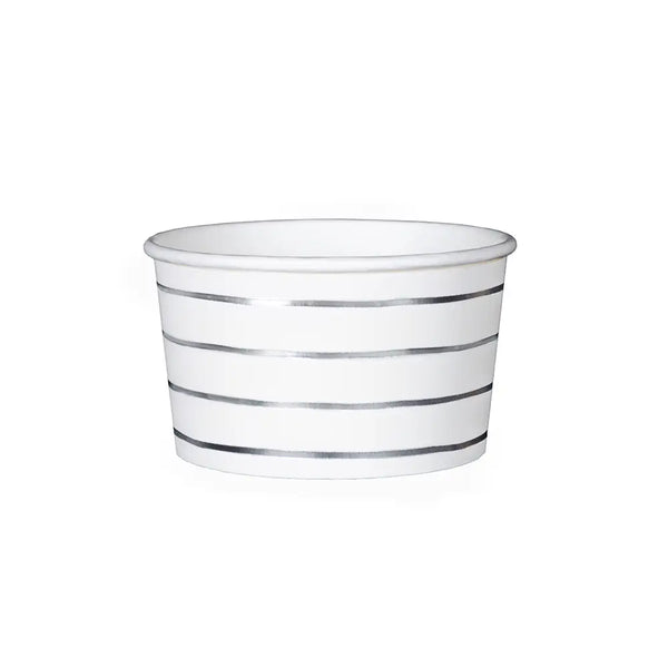 FOOD CUPS - FRENCHIE STRIPES SILVER (PACK OF 8)