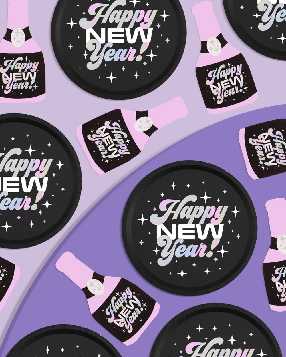 PLATES - RETRO HAPPY NEW YEAR (Pack of 25)
