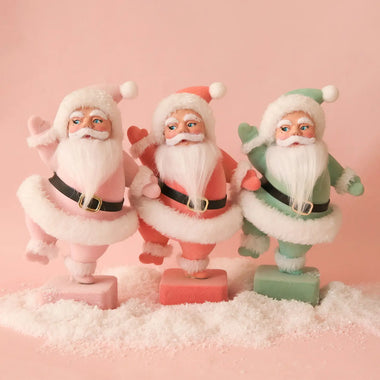 FLOCKED FIGURE - RETRO DANCING SANTA (4 Colourways)