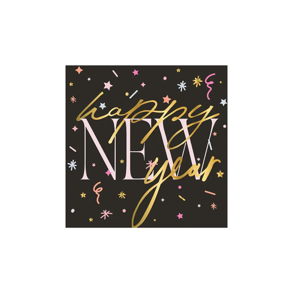 NAPKINS SMALL - NYE NEW YEAR BLACK PINK GOLD