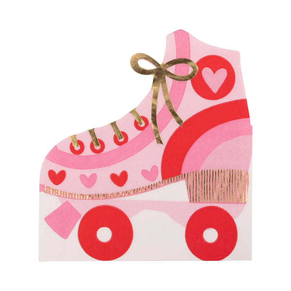 NAPKINS SMALL - MIXED GROOVY RED, PINK & GOLD RETRO ROLLERSKATE