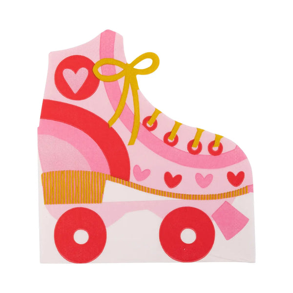 NAPKINS SMALL - MIXED GROOVY RED, PINK & GOLD RETRO ROLLERSKATE