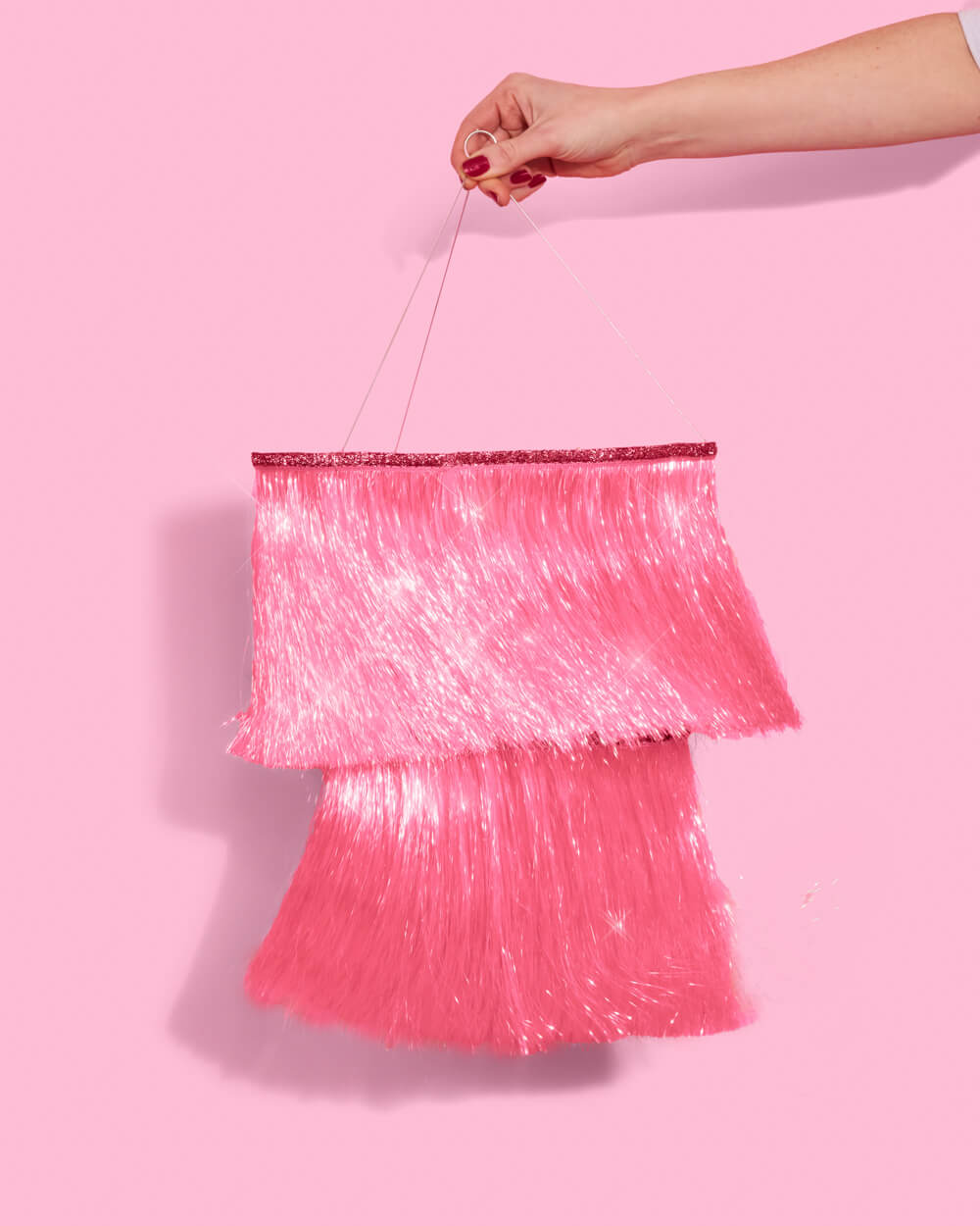 CHANDELIER - TINSEL FRINGE PINK IRIDESCENT