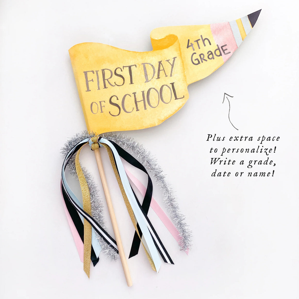 DECORATION - FIRST DAY OF SCHOOL PENNANT PENCIL WATERCOLOUR