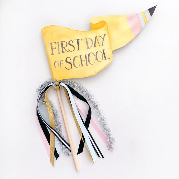 DECORATION - FIRST DAY OF SCHOOL PENNANT PENCIL WATERCOLOUR