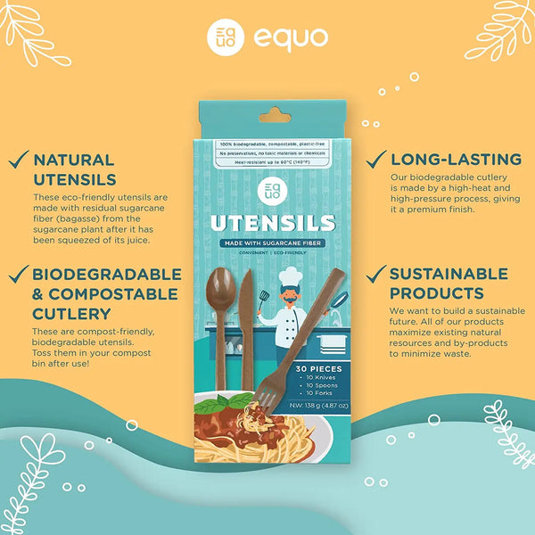 PREMIUM ECO FLATWARE - SUGARCANE SPOONS (15 pack)