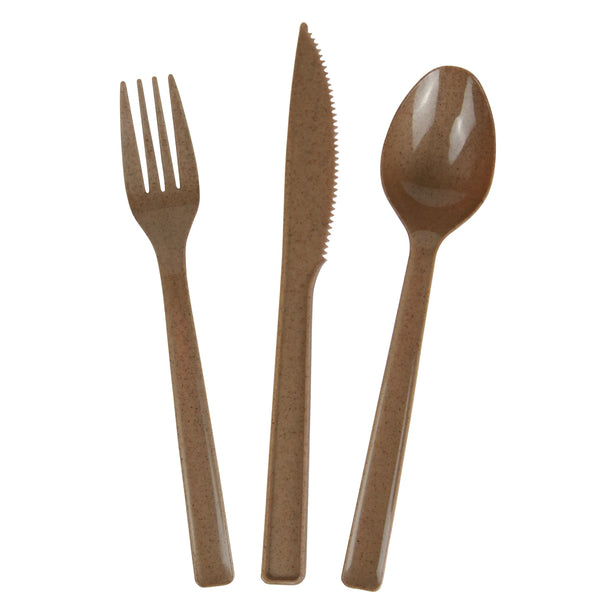 PREMIUM ECO FLATWARE - SUGARCANE UTENSIL SET (30 pack)