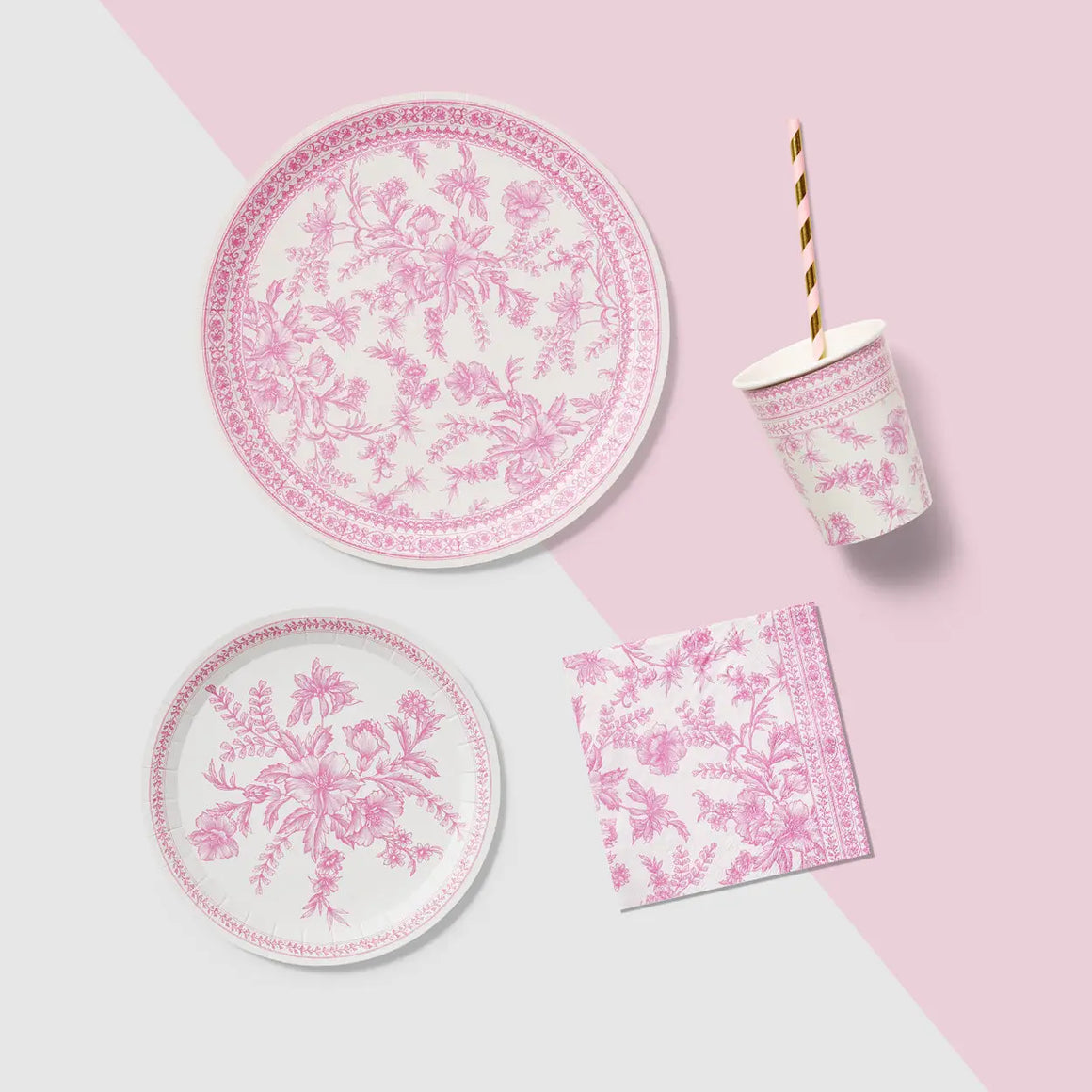 PLATES SMALL - FLORAL PINK FRENCH TOILE