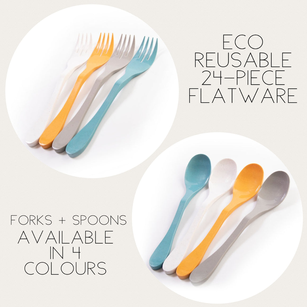 PREMIUM ECO FLATWARE - REUSABLE FORKS + SPOONS (Pack of 24)