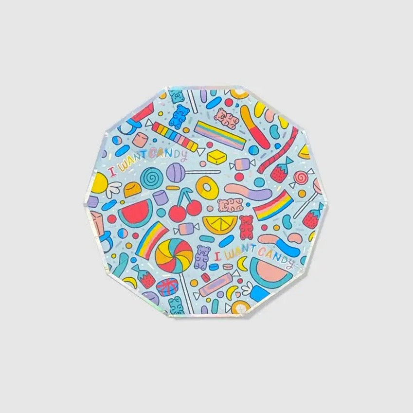PLATES SMALL - SWEETS MIXED I WANT CANDY