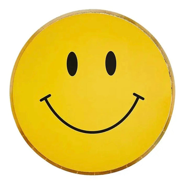 PLATES SMALL - GROOVY PEACE & LOVE SMILEY FACE YELLOW
