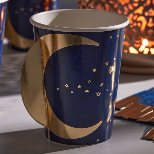CUPS - SPACE MOON + STARS NAVY GOLD