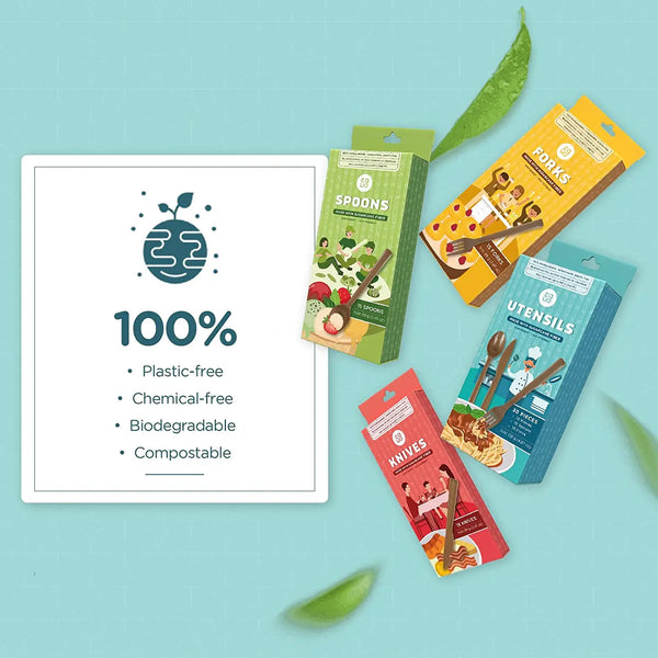 PREMIUM ECO FLATWARE - SUGARCANE SPOONS (15 pack)