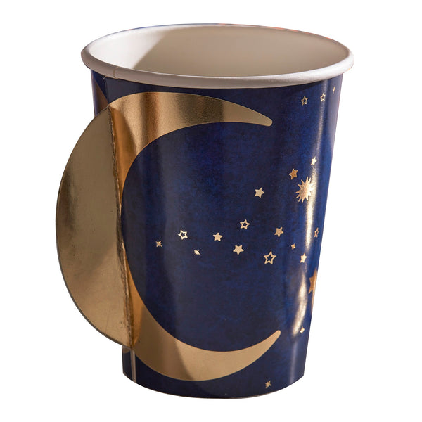 CUPS - SPACE MOON + STARS NAVY GOLD