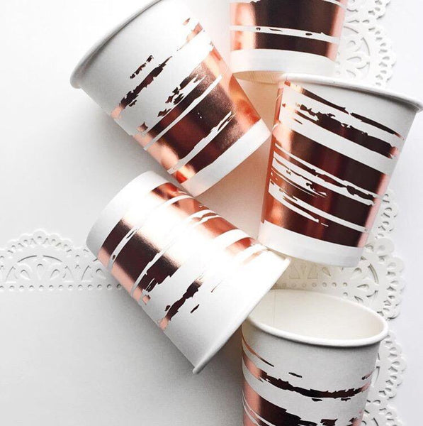 CUPS - BRUSHSTROKE ROSE GOLD, CUPS, PRIM + PARTY - Bon + Co. Party Studio