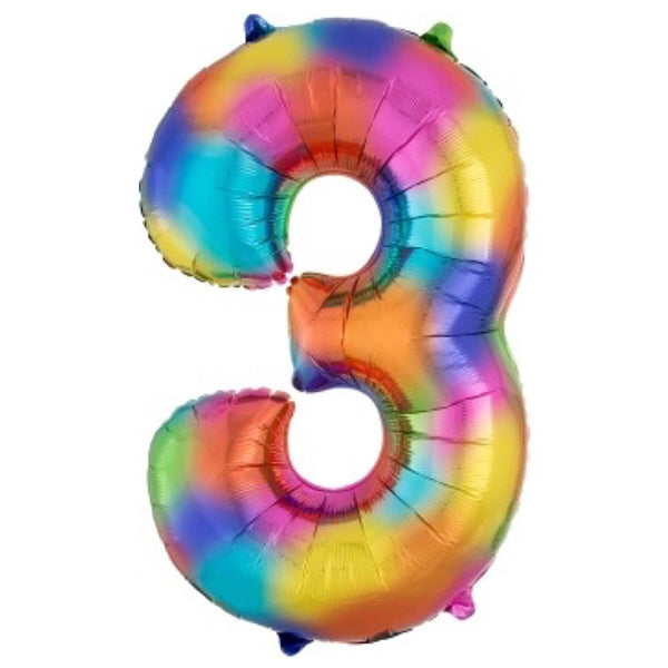 BALLOON BAR - 34” NUMBER RAINBOW SPLASH, Balloons, Anagram - Bon + Co. Party Studio