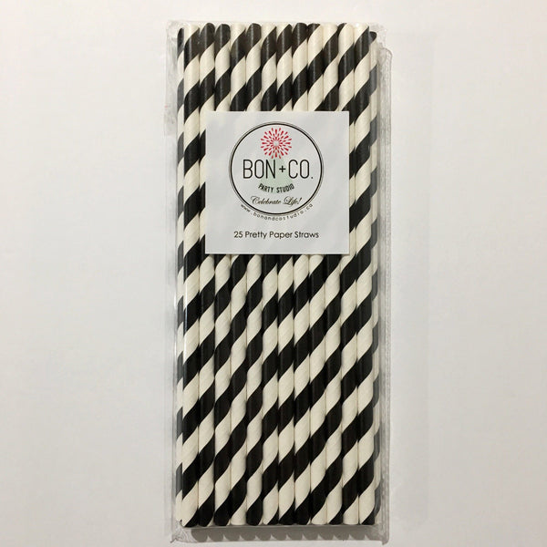 STRAWS - STRIPEY BLACK, STRAWS, BON + CO - Bon + Co. Party Studio
