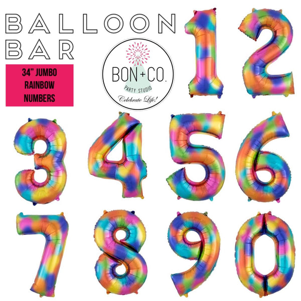 BALLOON BAR - 34” NUMBER RAINBOW SPLASH, Balloons, Anagram - Bon + Co. Party Studio