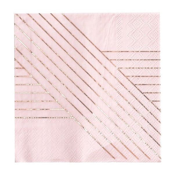 NAPKINS - LARGE AMETHYST PINK ROSE GOLD STRIPE, NAPKINS, HARLOW & GREY - Bon + Co. Party Studio