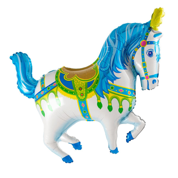 BALLOONS - CIRCUS CAROUSEL HORSE BLUE, Balloons, FM - Bon + Co. Party Studio