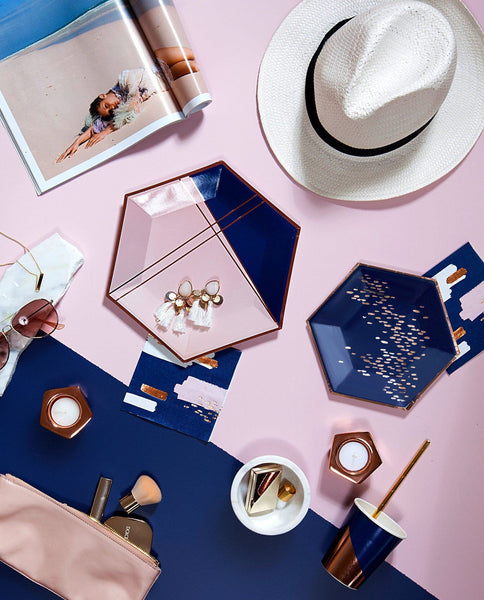 NAPKINS - COCKTAIL ERIKA NAVY ABSTRACT, NAPKINS, HARLOW & GREY - Bon + Co. Party Studio