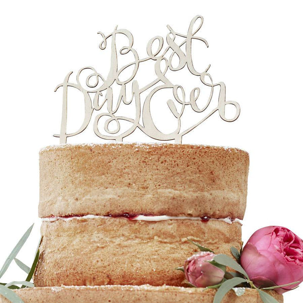 CAKE TOPPER - WOODEN BEST DAY EVER GINGER RAY, Picks + Toppers, GINGER RAY - Bon + Co. Party Studio