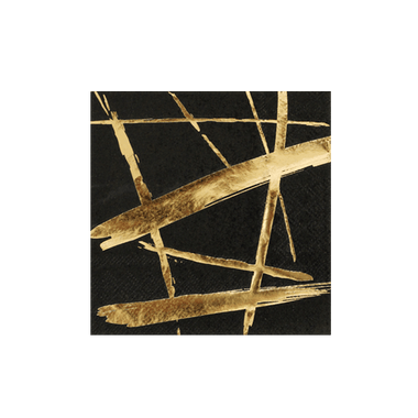 NAPKINS - COCKTAIL NOIR GOLD BRUSHSTROKE, NAPKINS, HARLOW & GREY - Bon + Co. Party Studio