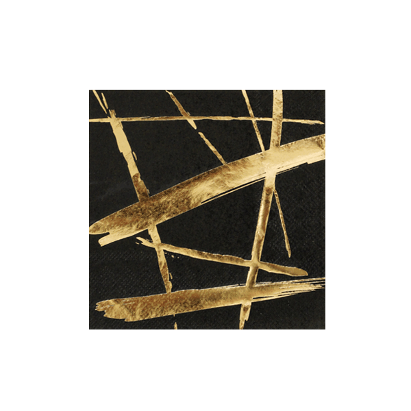 NAPKINS - COCKTAIL NOIR GOLD BRUSHSTROKE, NAPKINS, HARLOW & GREY - Bon + Co. Party Studio